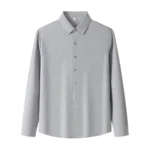 Lightweight Men's Long Sleeve Shirt with Ribbed Texture Autumn Versatile Wrinkle-Resist...